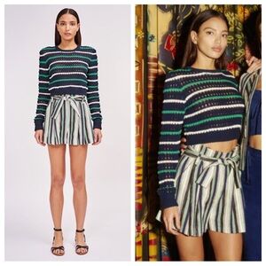 AMUR Emerson Shorts Tweed Striped High Waisted 0